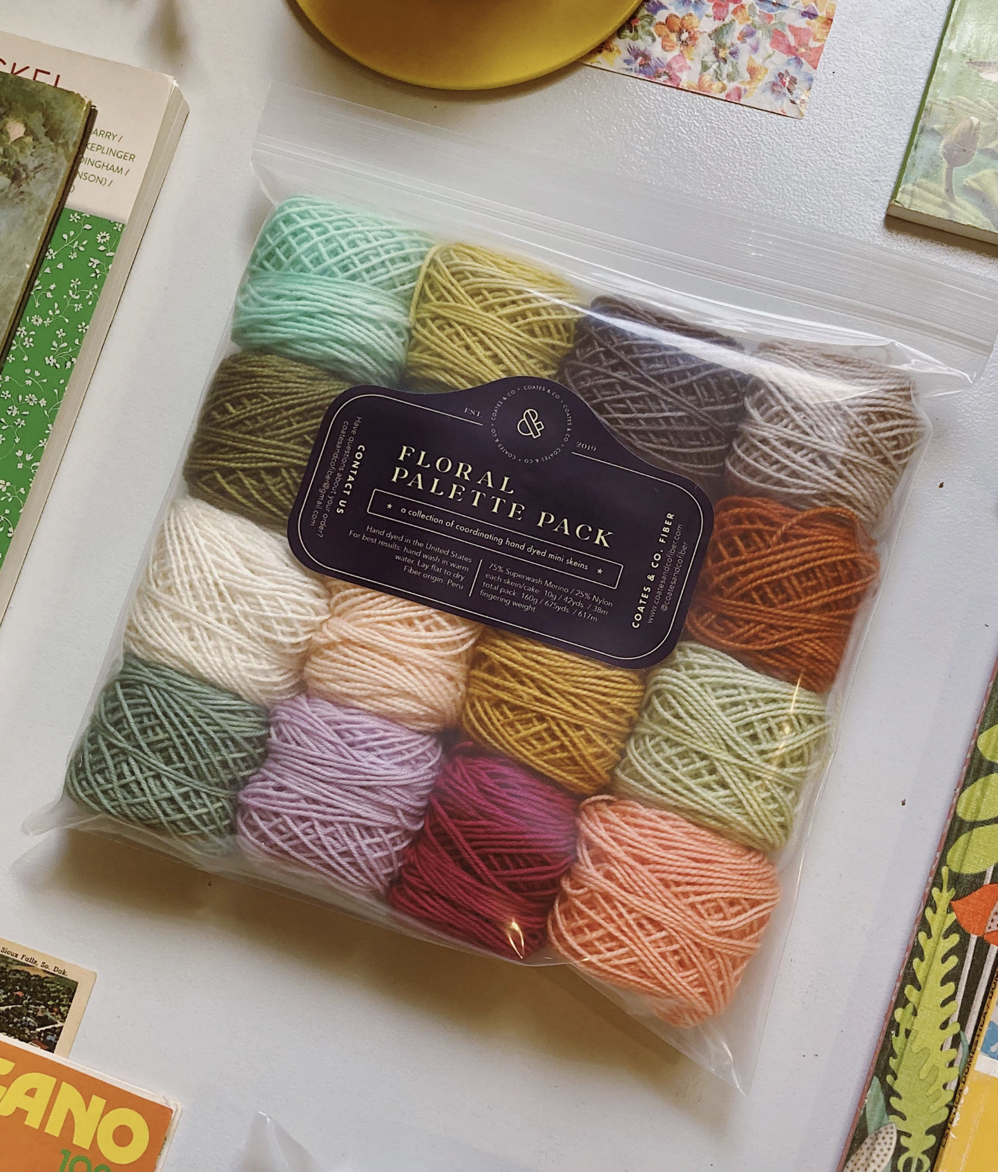 Scrappy Yarn Pack • Hand Dyed Mini Skeins • 160g of Sock Weight Wool and Nylon Yarn • Floral Palette Collection
